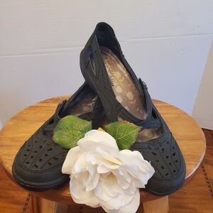 Skechers Black Leather Memory Foam Mary Janes, Size 7